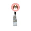 Teachers Aid Checkerboard Pink Cavalier Spaniel Retractable Badge Reel TE250251